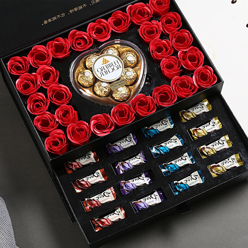 费列罗(ferrero)玫瑰花混合巧克力礼盒 榛果威化糖果 520甜蜜伴手礼