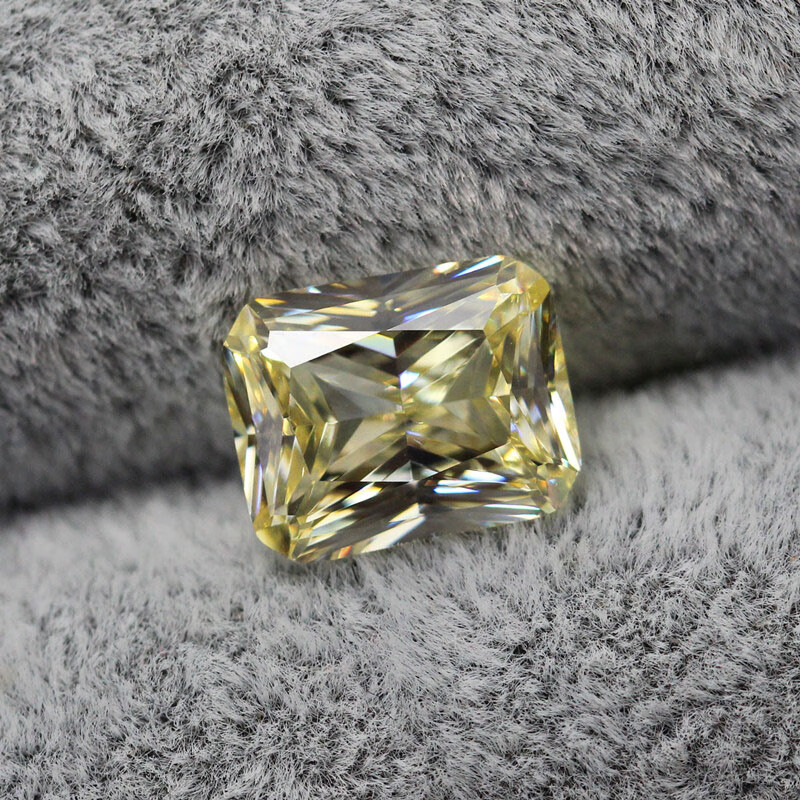 双盈喜3克拉黄钻石裸钻长方形黄色瑞士钻浅黄锆裸石男女戒指戒面未