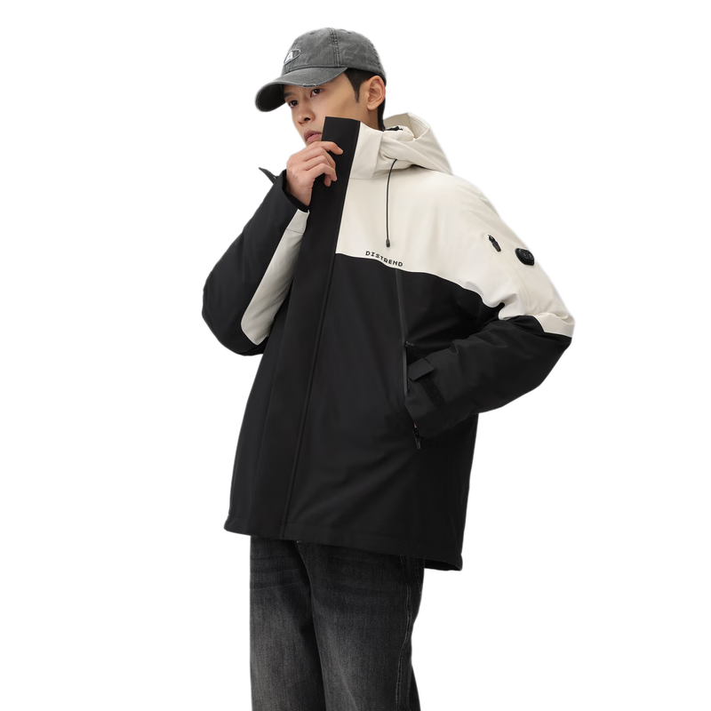 雪中飞服饰五折户外男女同款防风抗寒保暖连帽立领情侣短款羽绒服 粉色|1234 S 165/88A