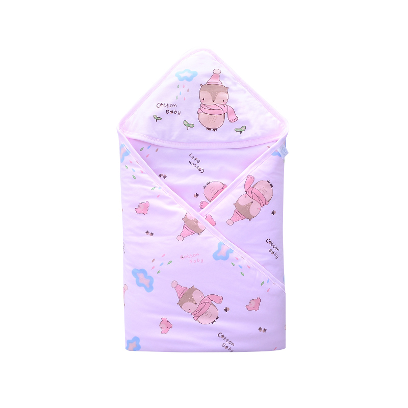 喜亲宝（K.S.babe）全棉婴儿抱被 新生儿包裹被子用品 宝宝抱毯夹棉包巾加大尺寸90*90厘米 粉色