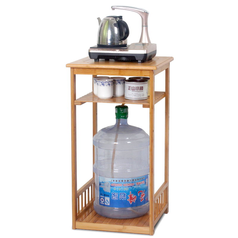 竹城鼎信 厨房置物架茶水架电饭煲架楠竹饭碗收纳架杂物电器层架烤箱微波炉热水瓶壶架子 三层电饭煲架