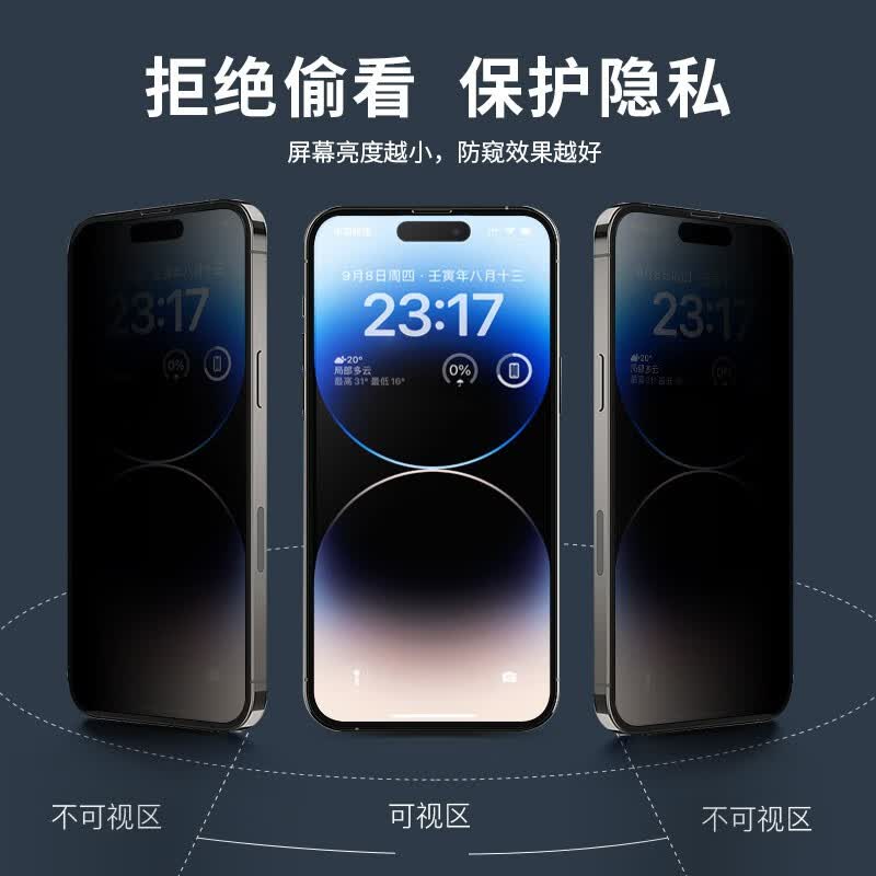 0度适用苹果14Pro钢化膜iPhone14ProMax手机膜iPhone14Pro防窥防摔磨砂抗指纹保护贴膜 iPhone14ProMax-6.7英寸(新)  防窥护眼版-AG防眩