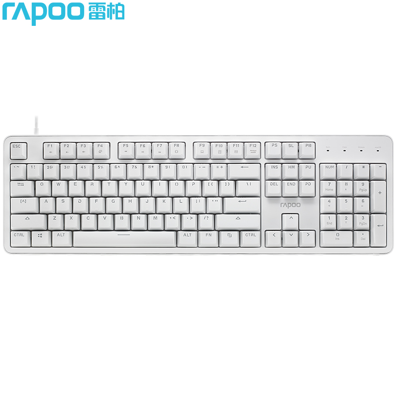 雷柏（Rapoo） MT710 机械键盘 有线键盘 办公键盘 104键单光键盘 全键无冲 电脑键盘 笔记本键盘 白色 红轴