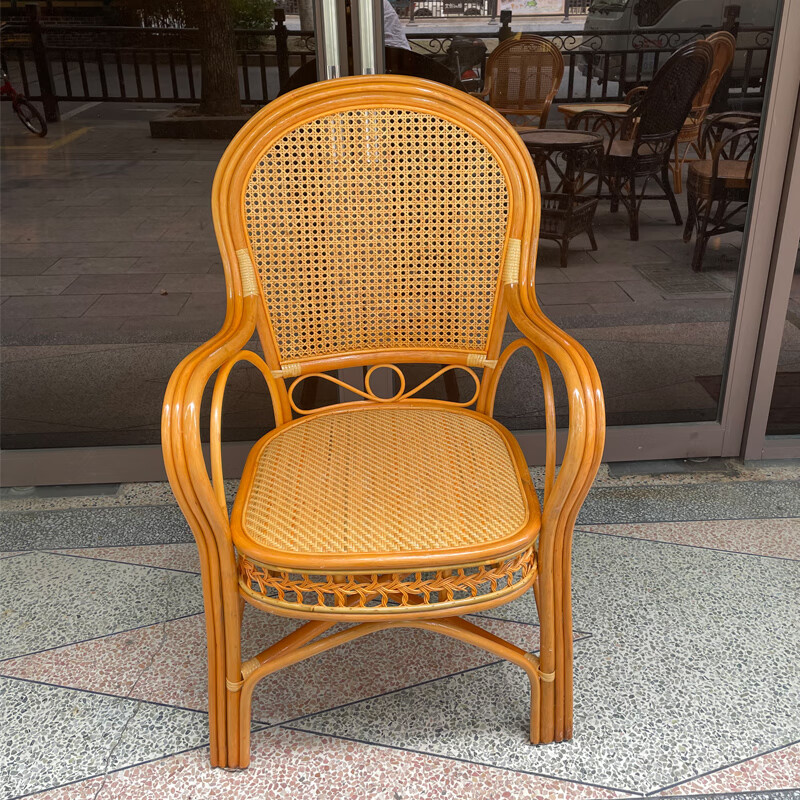 稳东腾椅 手工编 天然藤椅真藤椅子纯手工编织单人老人休闲阳台庭院麻