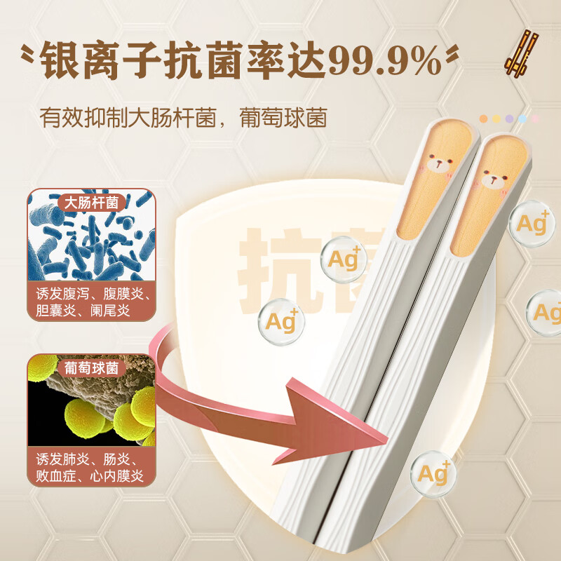 双枪(Suncha)动物派对合金筷子 家用防滑耐高温家庭装 合金筷卡通分食筷子餐具 【活动款】5双盒装-99%抗菌