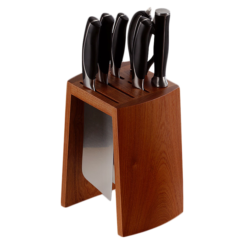 刀槽加宽全实木刀架厨房用品置物架时尚木质刀架子 乌檀木实木刀架