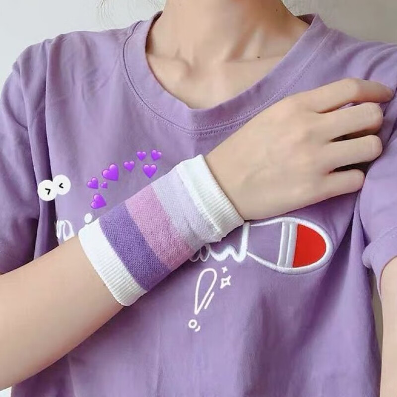 护腕女遮伤疤手腕手背腕带女日韩条纹护腕女时尚季薄ins风潮 紫色护腕