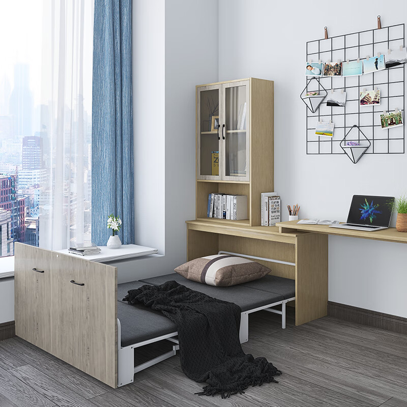 韵思(yunsi) 多功能折叠隐形午休床书桌书架组合转角书柜一体家用办公