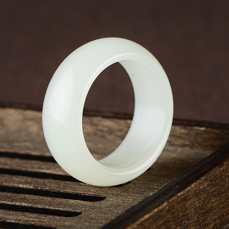 kerla和田玉白玉戒指男女指环 正宗玉器玉石尾戒带证书 内径约17mm