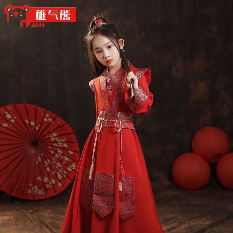 稚气熊品牌花木兰服装女童汉服表演服六一儿童演出服装小孩古装国学武侠 凌风 120尺码建议（115-125cm）使用感如何?