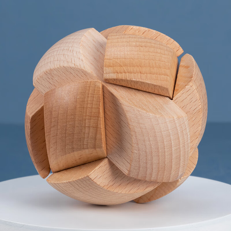 传统原创木质孔明锁智力玩具八卦榫卯结构鲁班解锁儿童玩具 足球锁