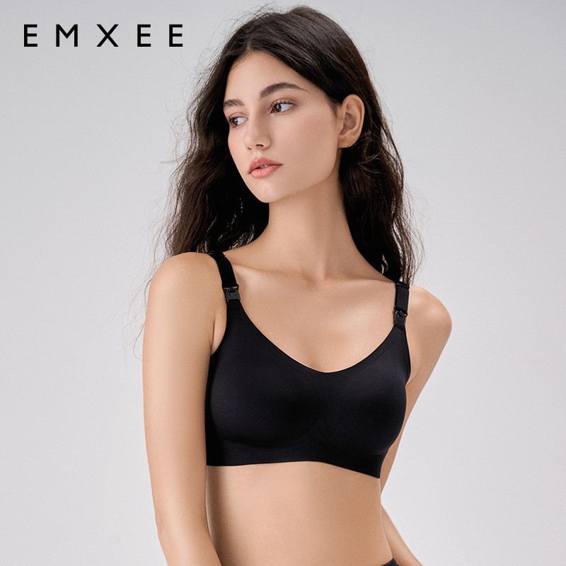 嫚熙（EMXEE）嫚熙（EMXEE）孕妇哺乳内衣喂养胸衣舒适上托聚拢文胸非纯棉女 黑色 S