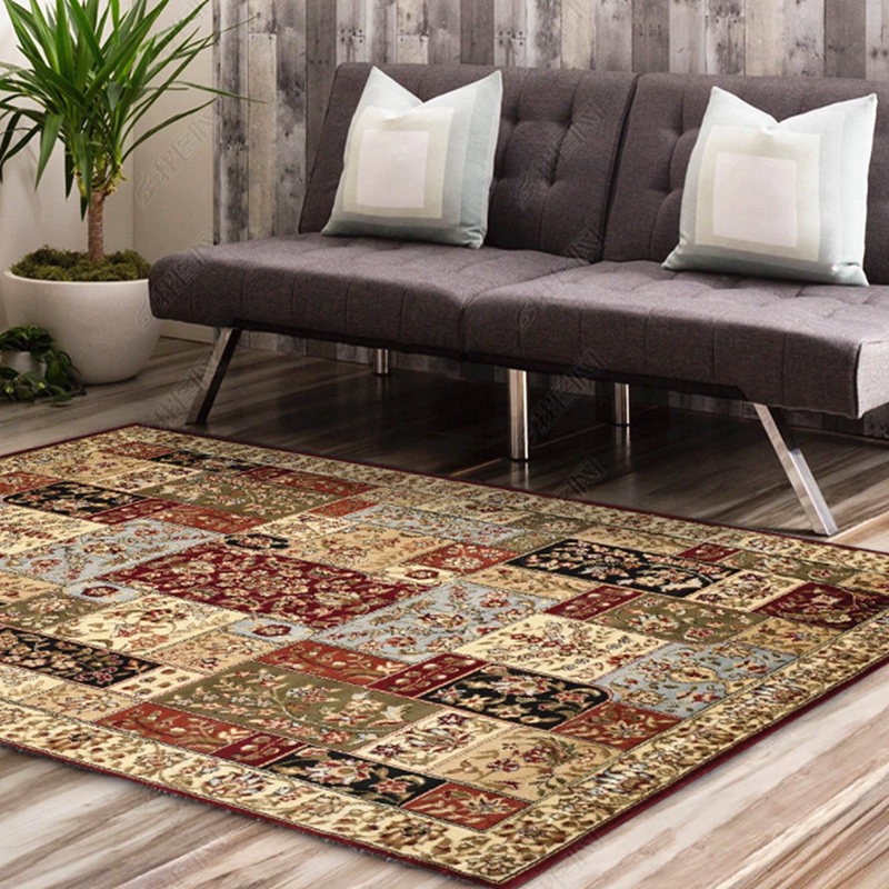 圣艾尔地毯几何简约时尚图案地毯客厅茶几地毯长方形地毯餐桌地毯可水洗 复古北欧 平面款120*160cm小沙发前用