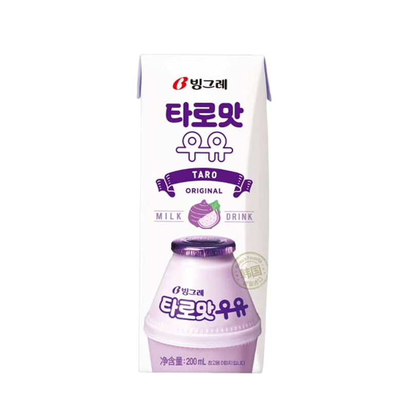 宾格瑞（BINGGRAE）Binggrae香蕉牛奶韩国进口牛奶饮品草莓牛奶哈密瓜盒装中秋礼盒香芋味200ml*6支