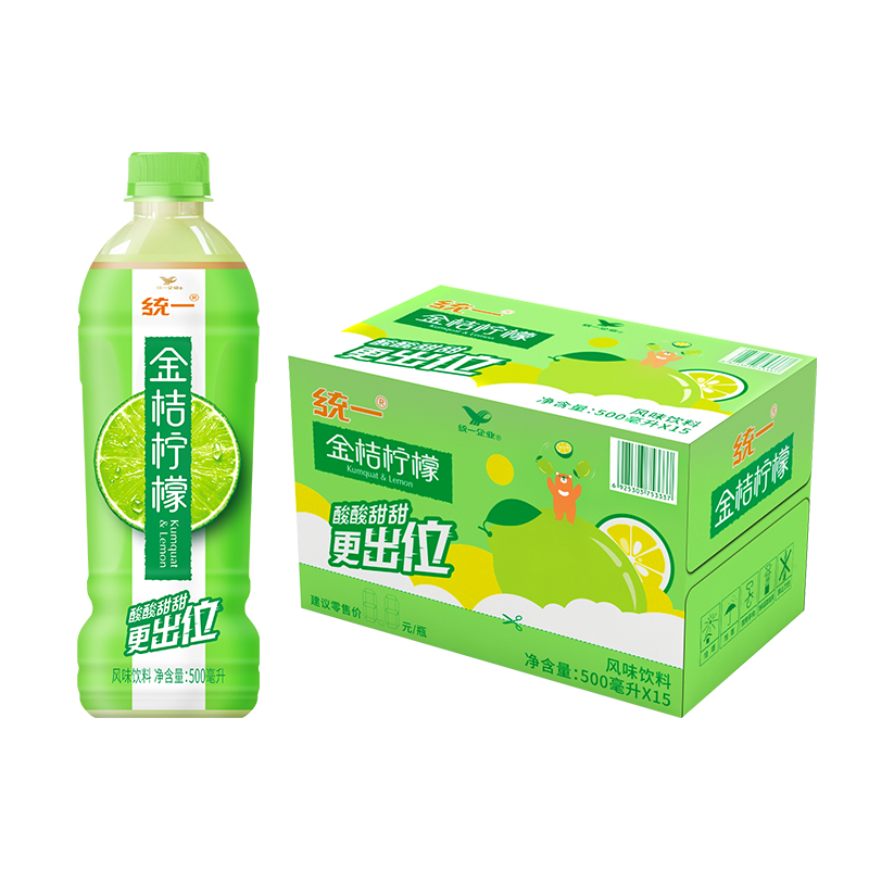 统一（Unift） 冰红茶绿柠檬茉莉味茶饮料瓶装茶风 15瓶金桔柠檬500mL*15瓶