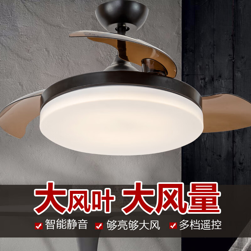 吊扇灯现代简约大风量超静音直流变频餐厅客厅卧室家用风扇灯 36寸