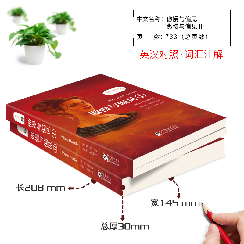 赠同步音频|傲慢与偏见中英对照英汉双语正版傲慢与偏见英文版原版 傲慢与偏见中英对照完整版世界名著文学小说读物