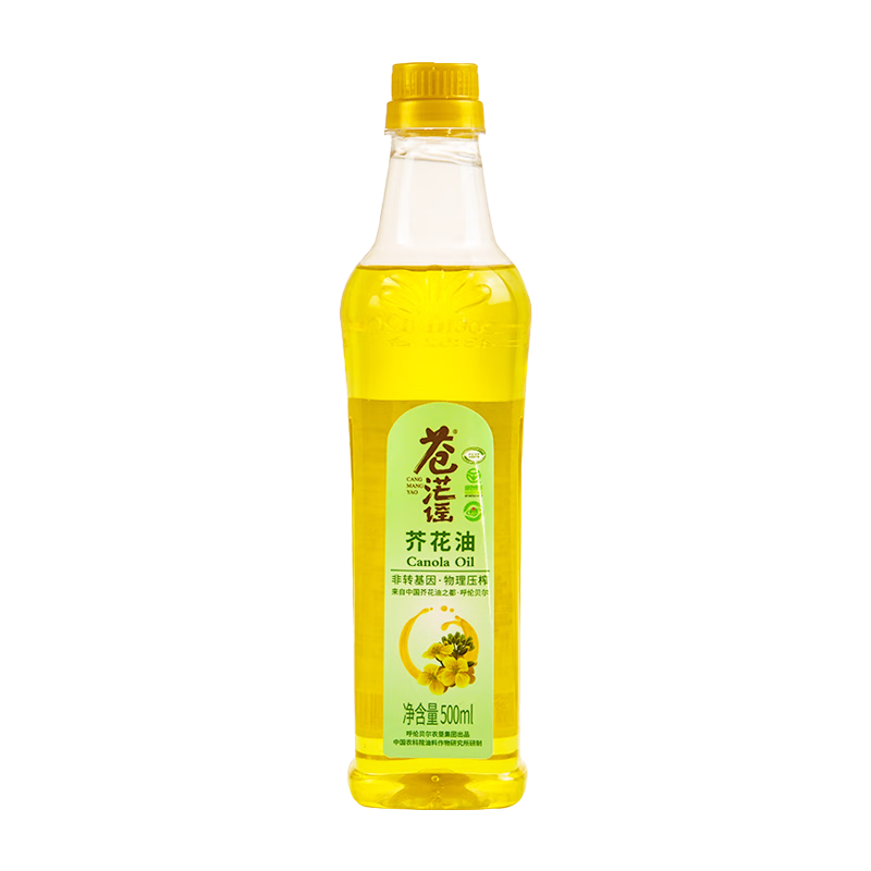 苍茫谣（CANGMANGYAO）低芥酸菜籽油芥花油非转基因 500ml *6小瓶 食用油 国企出品 500ml*6瓶