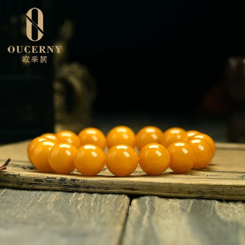 欧采妮（OUCERNY）【收藏老蜡手串】 孤品琥珀老蜜蜡手串天然满蜜单圈男士女款手链 8mm 收藏级手串 择优发货