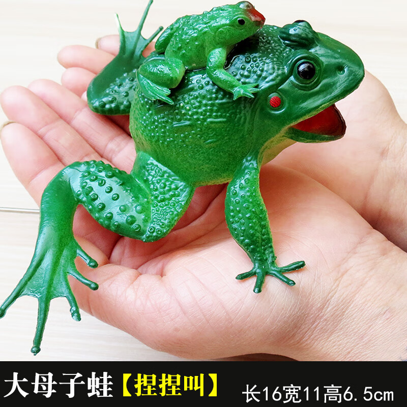 仿真大青蛙动物模型软体发声母子蛙树蛙蛤蟆蟾蜍整 大号子母蛙发声