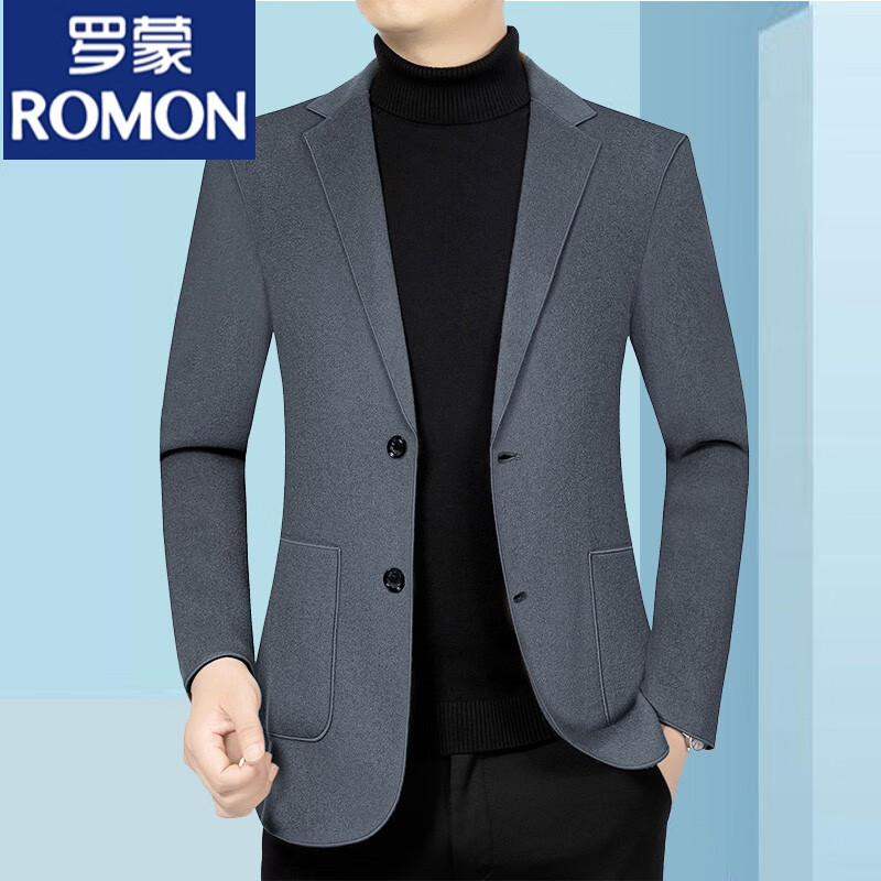 修身单西上衣毛呢休闲西服外套 灰色 f39301 s 165尺码【90-100斤】