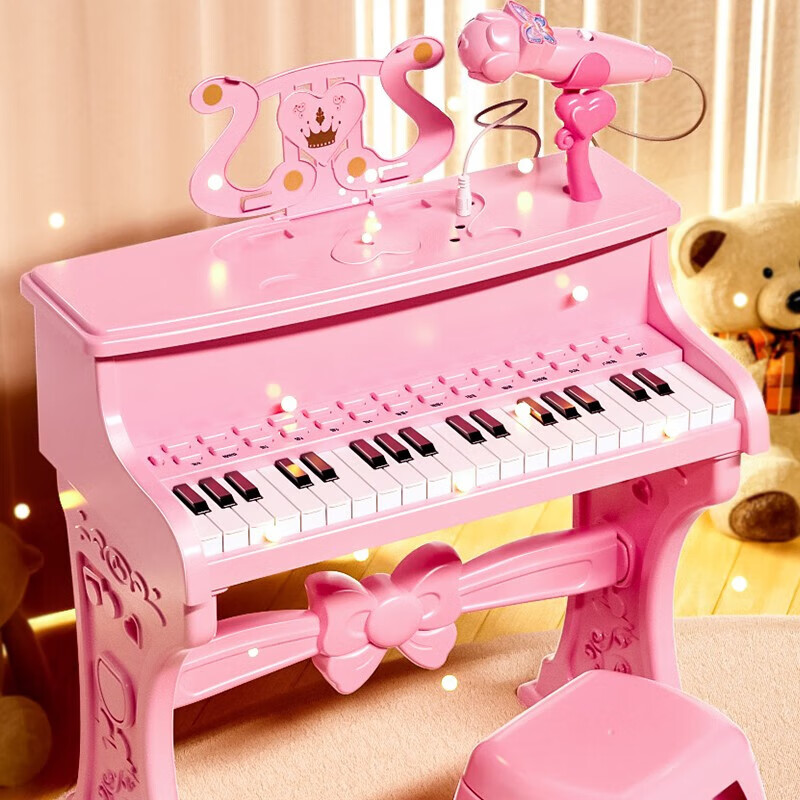 艾图纳电子琴儿童钢琴初学者弹奏家用乐器入门宝宝生日礼物玩具女孩LL8 白色