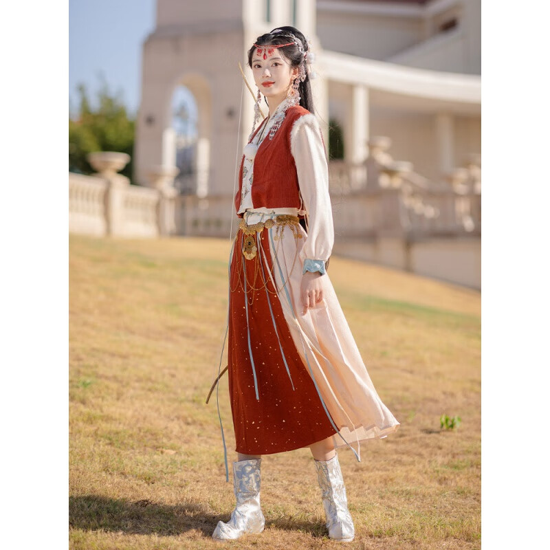 欧黛秀汉服冬季女装改良全套成人小个子藏风女秋唐褙子藏族服装女敦煌