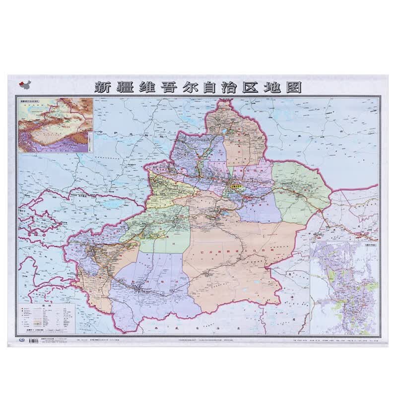 2022年 新疆地图 覆膜防水贴图 1.06*0.75米