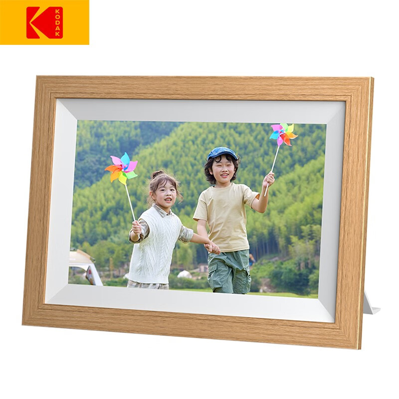 KODAK1012W 数码相框10.1英寸高清电子相册摆台壁挂视频照片播放器 木色