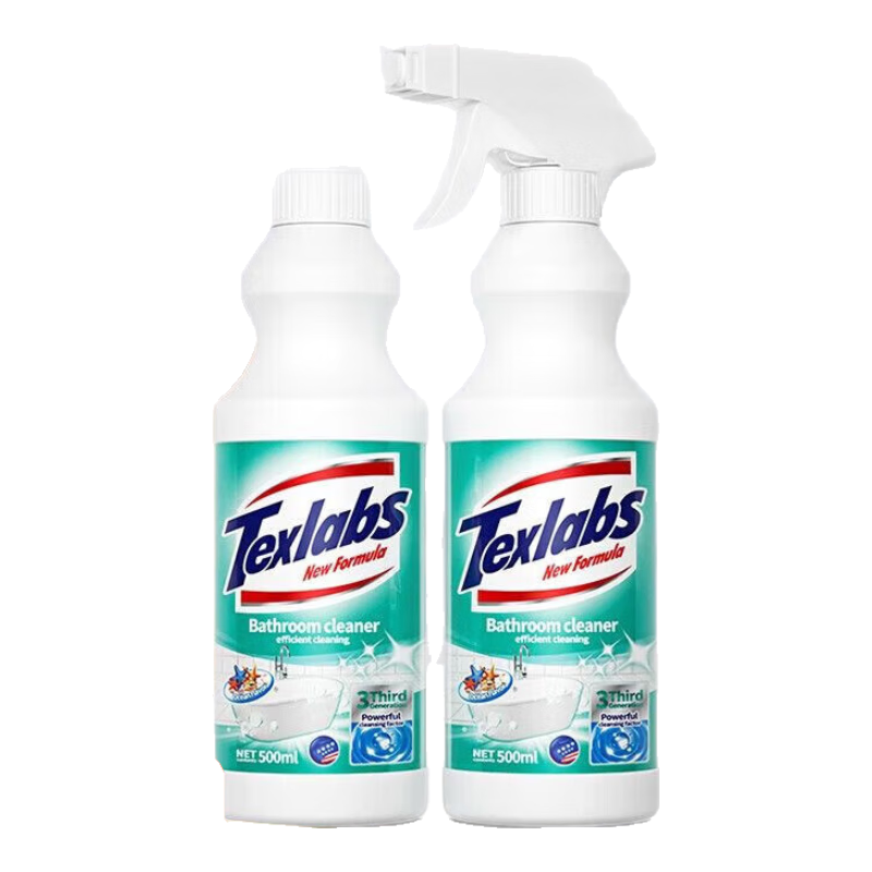 泰克斯樂浴室清潔劑玻璃清潔神器瓷面水龍頭洗漱臺(tái)花灑水垢清潔 浴室清潔劑500ml兩瓶裝