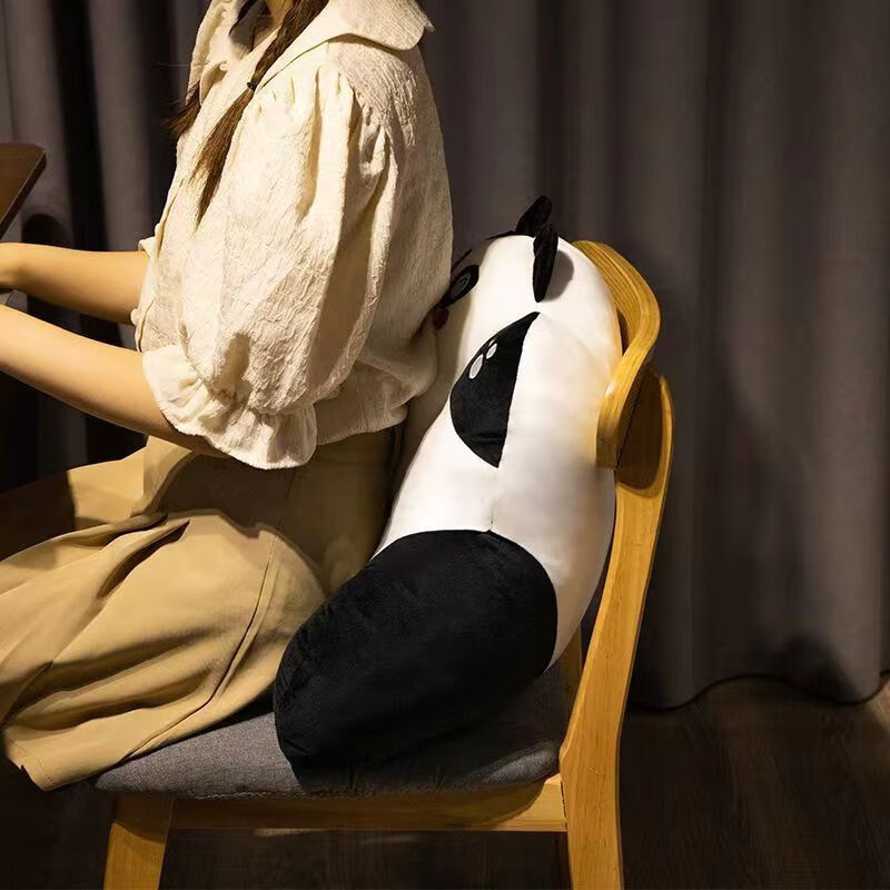 丝媛大鹅办公室腰靠垫久坐汽车座椅靠垫靠背宿舍沙发毛绒玩具靠垫抱枕 熊猫靠垫(50*40CM)带拉链 55*45cm