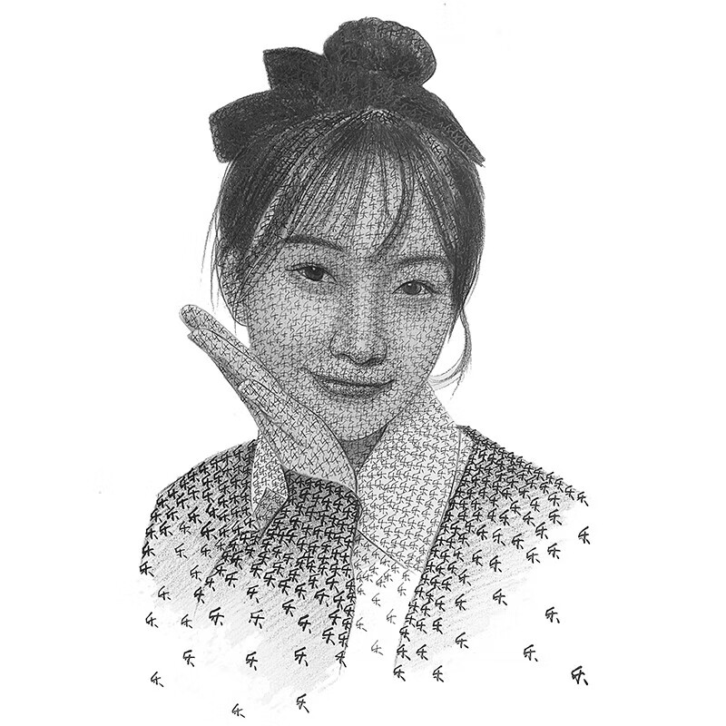 名字画人像名字作画手绘手写女友照片素描画像定制创意 金牌画师执笔
