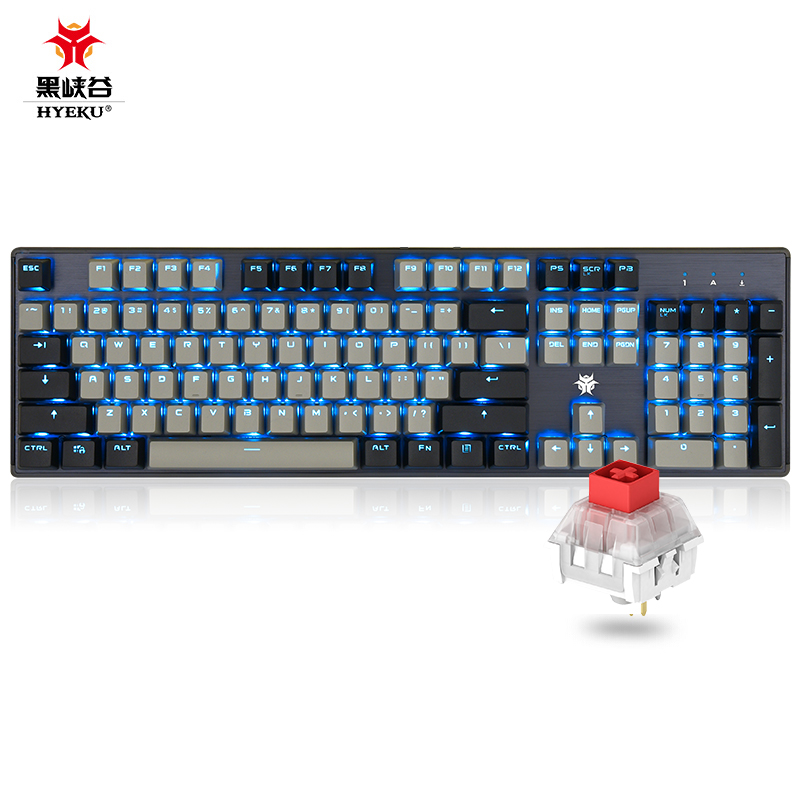 黑峡谷（Hyeku）GK715s有线机械键盘 游戏机械键盘 吃鸡键盘PBT键帽 灰黑色凯华插拔红轴