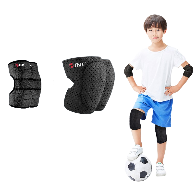 TMT兒童運(yùn)動(dòng)護(hù)膝護(hù)肘防摔夏天薄款小孩籃球騎自行車舞蹈輪滑足球護(hù)具 四件套（護(hù)膝+護(hù)肘） 黑  2只裝 小碼 【3-7歲體重25-55斤】