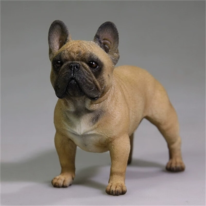 莫屬模型JXK 法國斗牛犬模型 仿真動物法斗狗手辦雕塑藝術(shù)品車載桌面擺件 站姿小法斗002