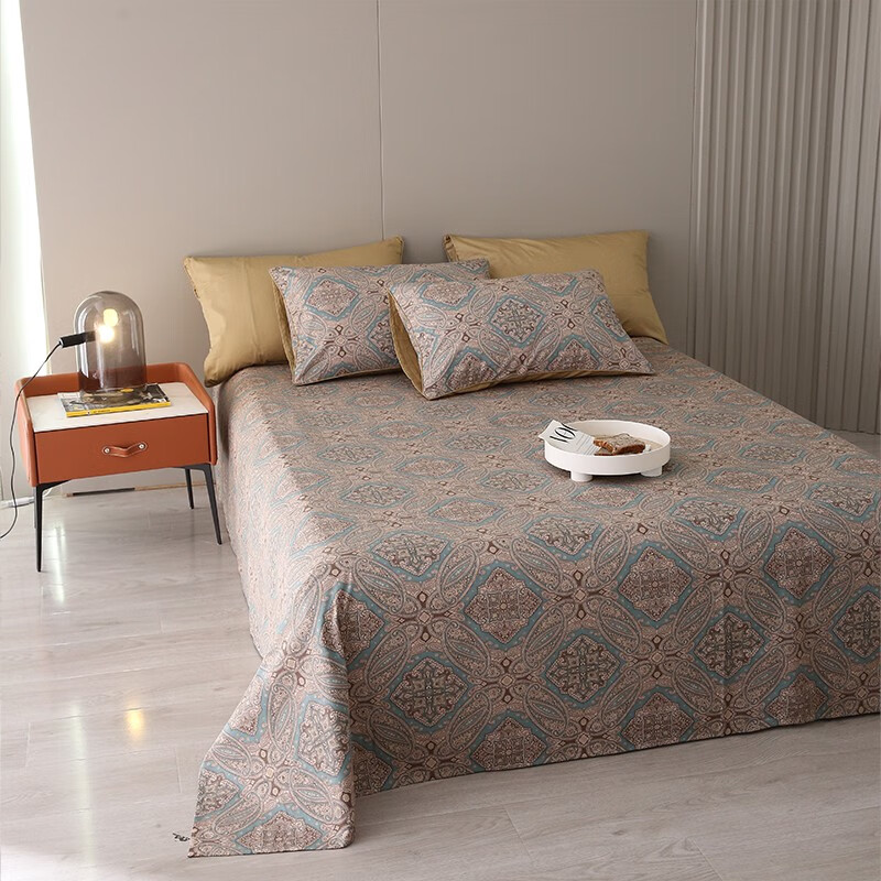 柳庭家纺 床单纯棉长绒棉60支 外贸全棉贡缎床单1.51.8米床 四季花香 床单240*260cm