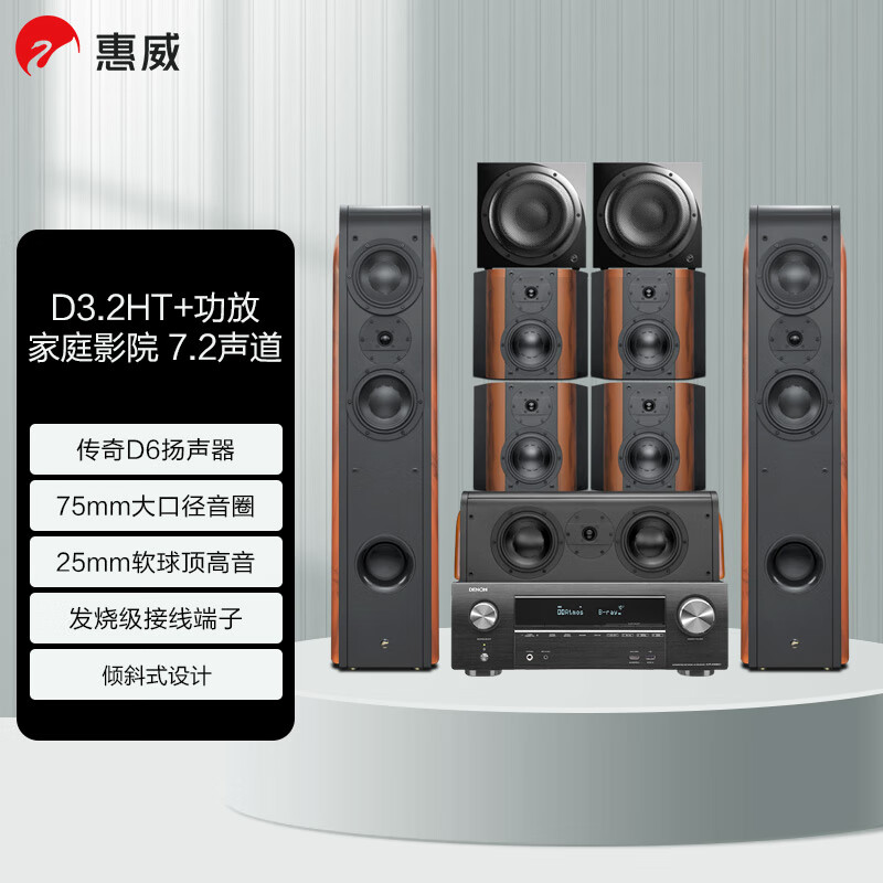 惠威（HiVi-Swans）D3.2HT系列声道家庭影院套装 客厅家用电视音响 落地影院 组合音箱 D3.2HT（7.2声道）+天龙X1600