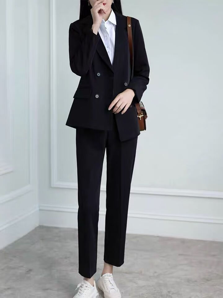 igjkp西装三件套女新款黑色套装级感气质大学生面试职业正装西服 黑色