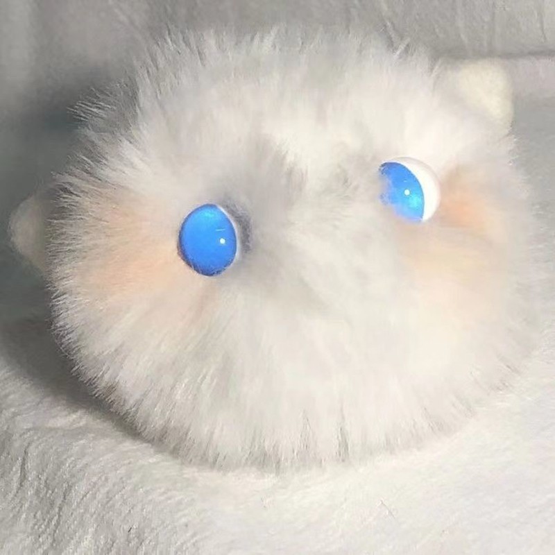 远硕腮红猫猫球好rua毛茸茸手作毛绒球球猫咪钥匙扣可爱少女心挂件 白