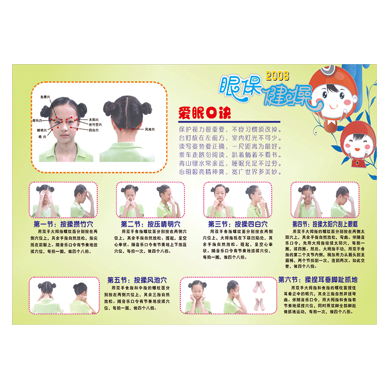 教室布置宣传画海报4节新版6节眼保健操示意图挂图贴纸贴纸sch sch53