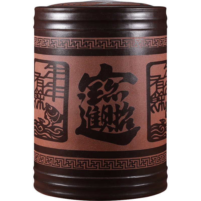 壺之歌 宜興紫砂茶葉罐大號儲茶罐普洱茶餅密封存茶罐特大茶葉桶儲物罐 【竹節(jié)刻字/陳年普洱】含底座 45餅