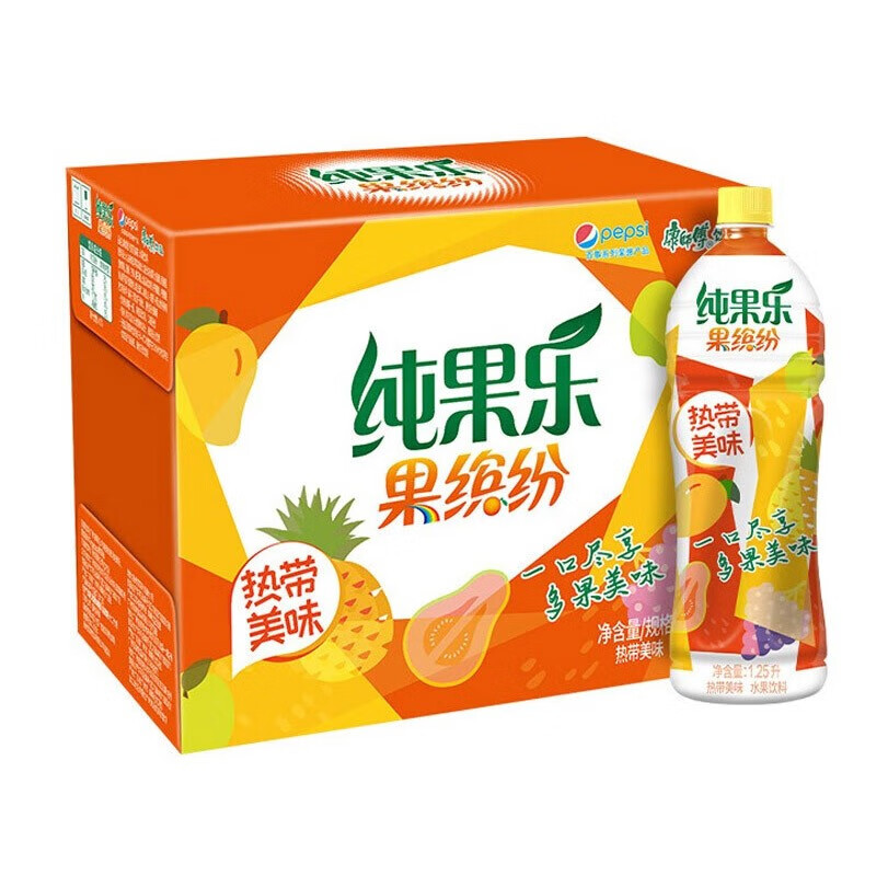 纯果乐 果缤纷热带美味450ml*15/4瓶纯果乐果汁饮料适合夏天喝的 热带