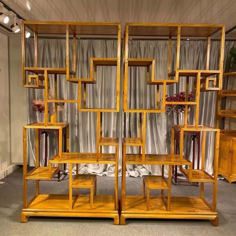 千澈金丝楠木小叶桢楠博物架古典中式博物架实木材质外型美观