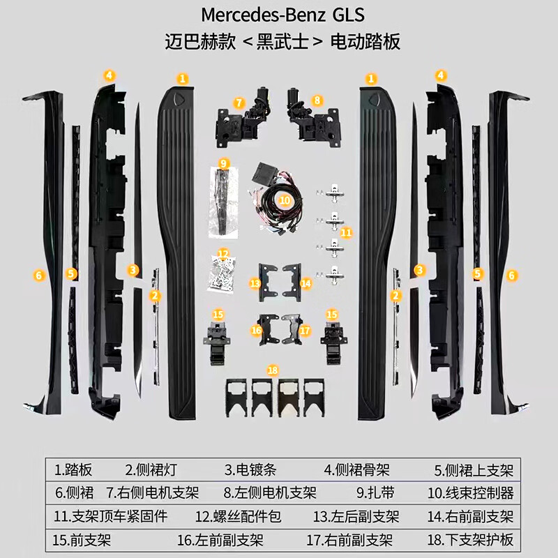 吉牧野20-25款奔馳gle450腳踏板gls450邁巴赫款電動(dòng)側(cè)踏板用品改裝 GLS【邁巴赫款/黑武士電動(dòng)踏板】 【包安裝】