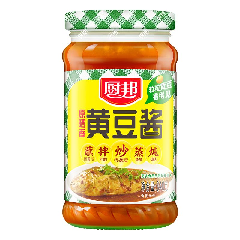 厨邦原晒香黄豆酱340g 豆瓣调味蒸鱼酱烤肉蘸酱调料沾葱沾菜熟酱 黄豆