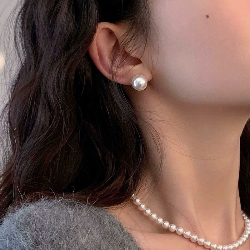 奧斯坦汀（outstanding）S925銀耳釘正圓貝珠仿珍珠飾環(huán)送女朋友老婆媽生日情人節(jié)實(shí)用禮物 直徑約10mm［京速達(dá)］ 一對(duì)