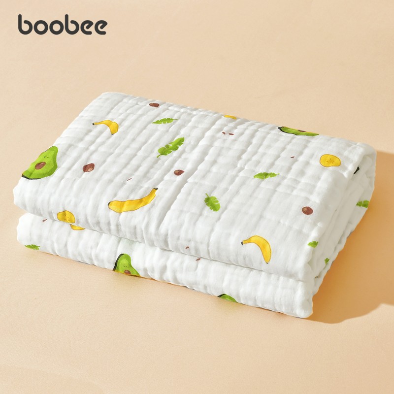 布比（BooBee）婴儿浴巾新生纯棉纱布超软儿童专用大童洗澡初生全棉宝宝吸水毛巾 「70*90cm/4层」牛油果