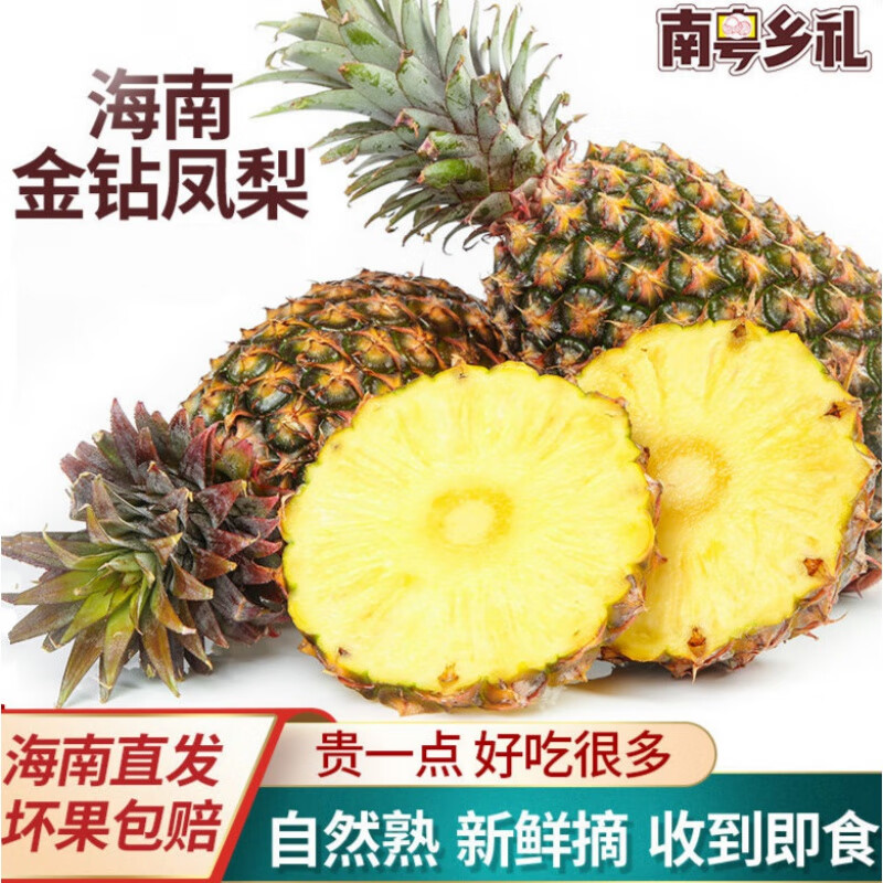 海南金钻凤梨树上熟新鲜水果应季热带手撕无眼水果 5斤装(净果5斤2-3
