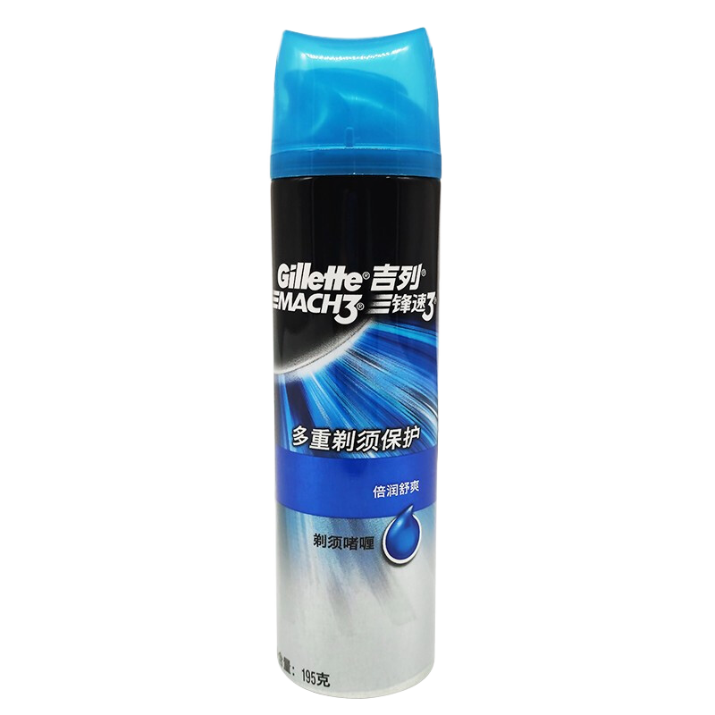 吉列（Gillette）鋒速3剃須啫喱男士須膏泡沫刮胡泡啫喱剃須泡刮胡子泡沫 鋒速3剃須啫喱195克