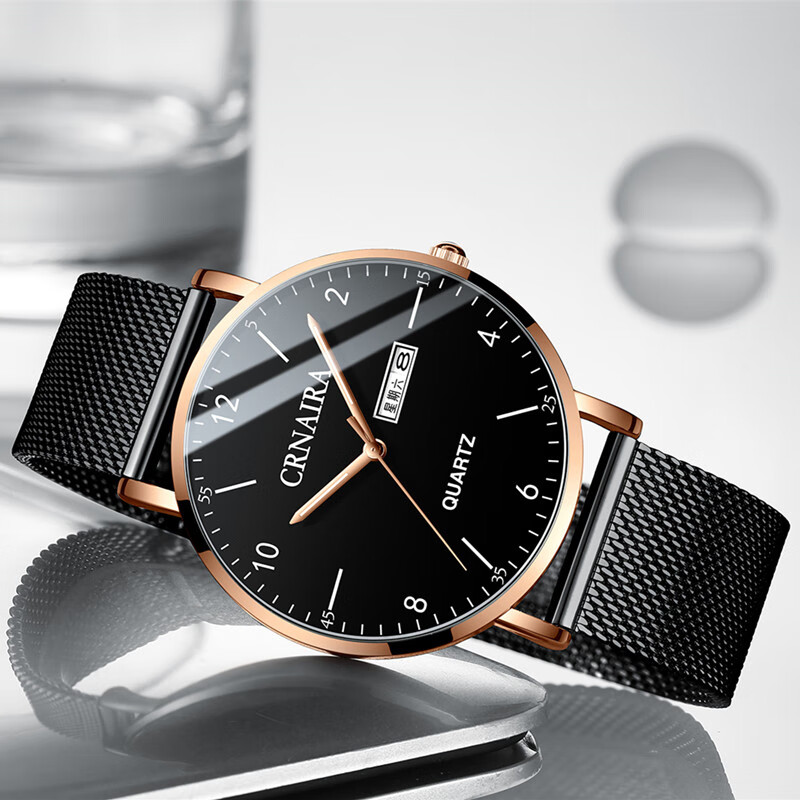 卡奈亚(crnaira)新款抖音红人同款双日历男表数字夜光指针送男友学生